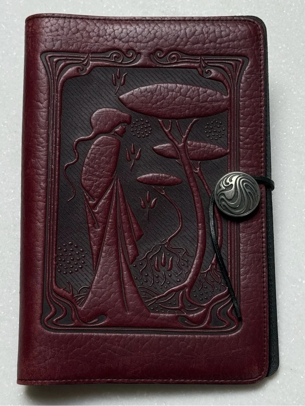 NEW Oberon maroon embossed leather journal/notebook cover
